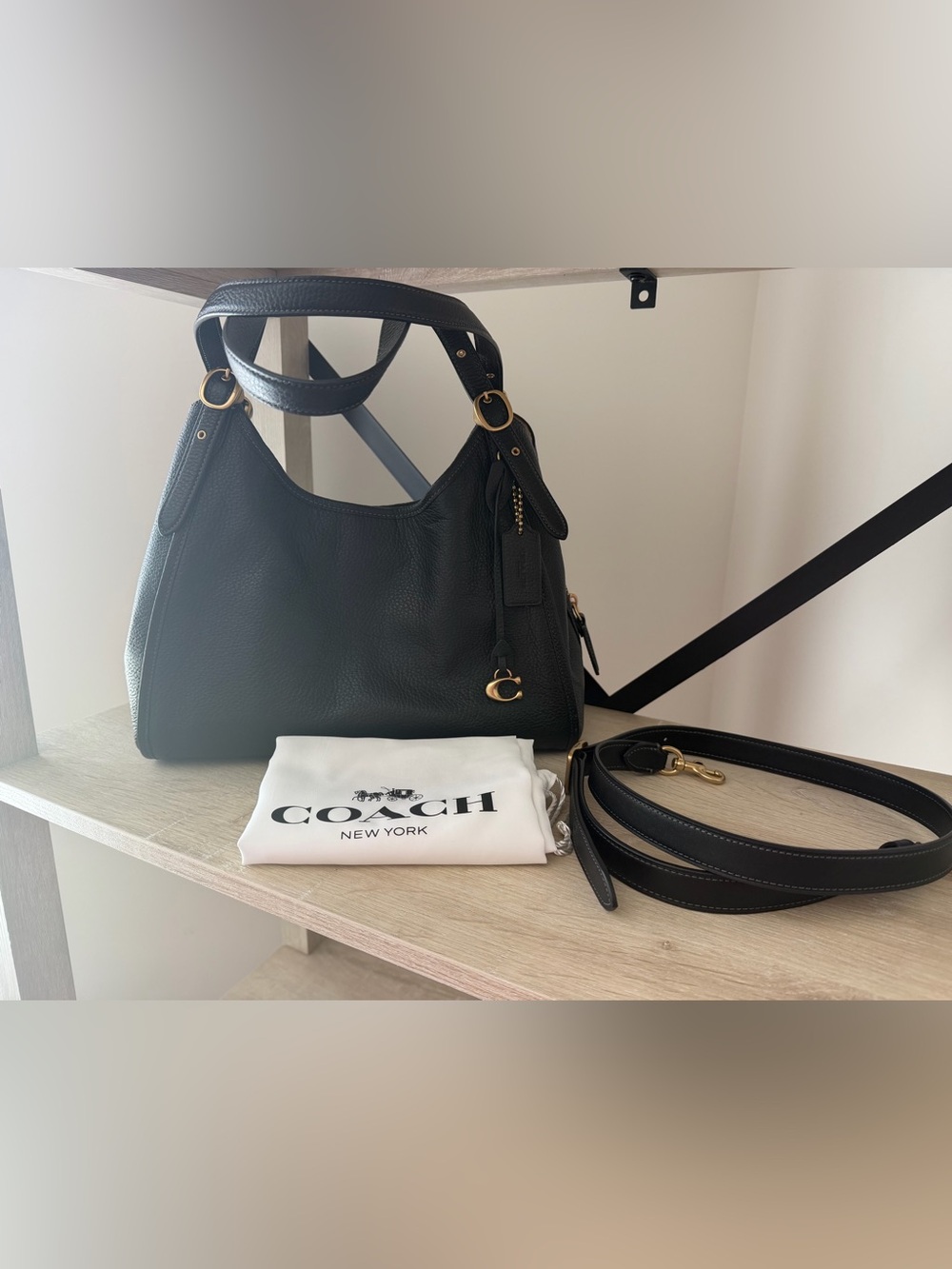 Coach Bella Medium Leather Shoulder Bag with Gold Hardware